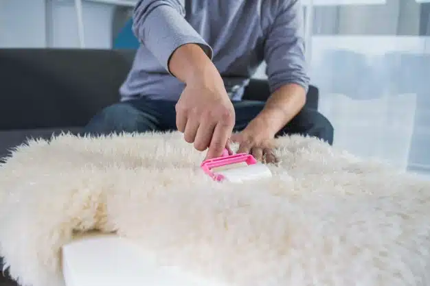 adhesive-roller-cleaning-sheepskin-rug-lint-roller-with-pink-handle