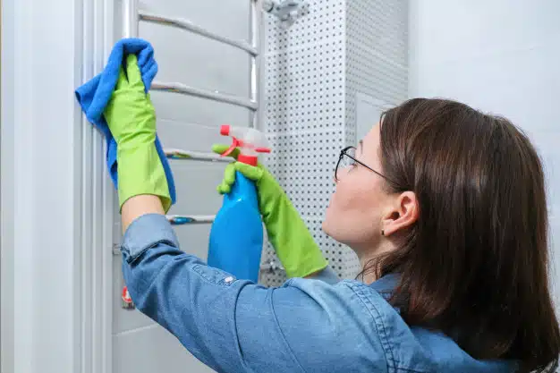 Cleaning bathroom
