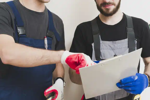 crop-repairmen-working-with-tablet