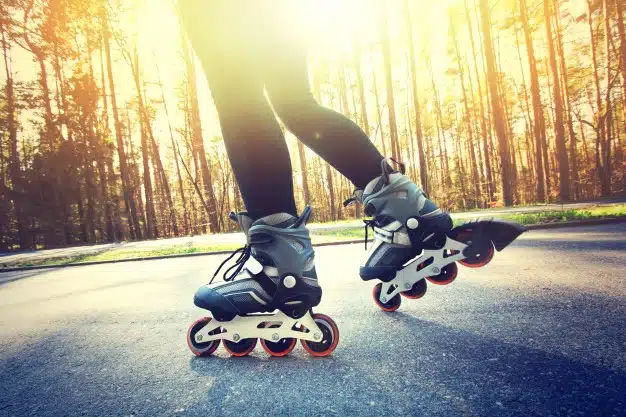 Teenage girl roller skates summer