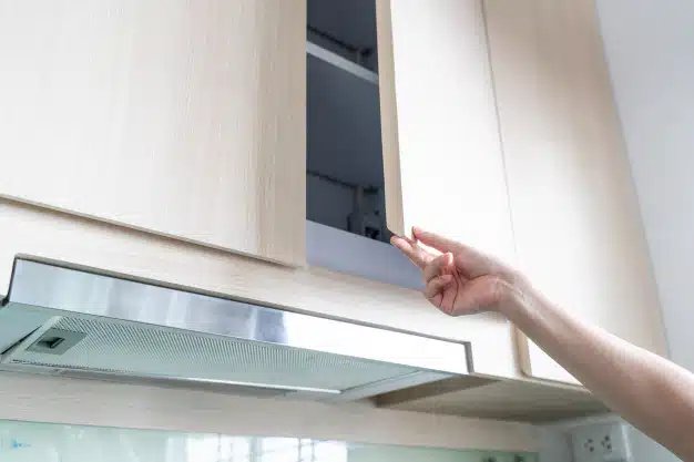Opening kitchen cabinet