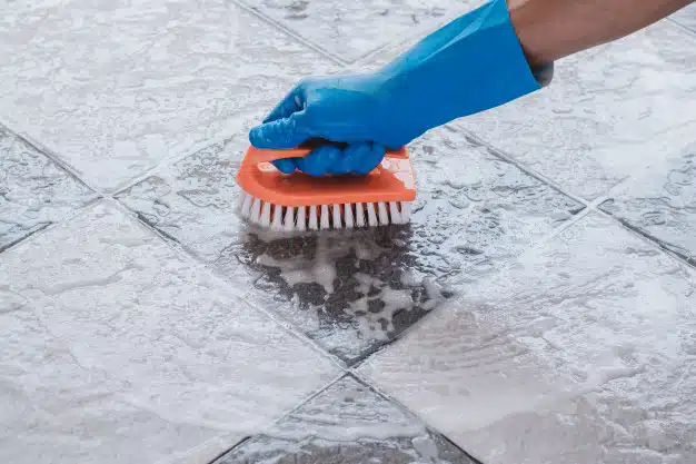 Scrubbing the tiles