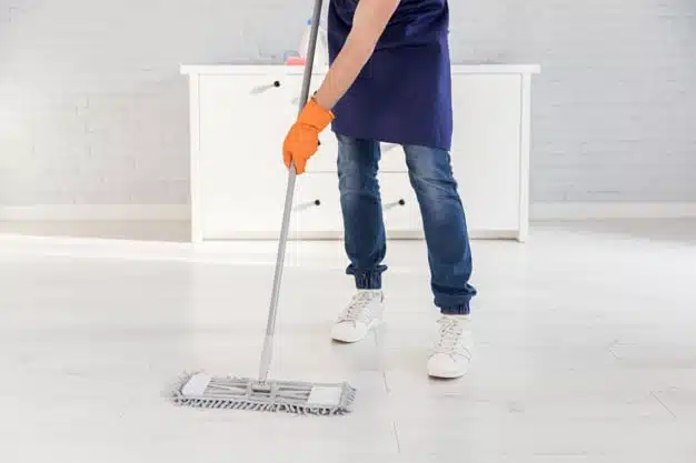 portrait man cleaning