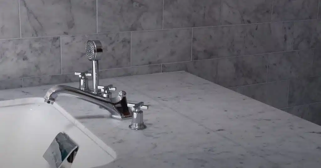 White marble bathroom vanity benchtop