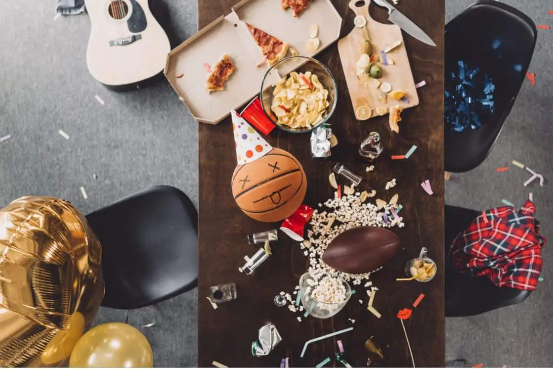 messy table after a party