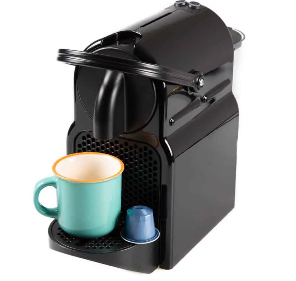 modern black coffee machine with coffee pods