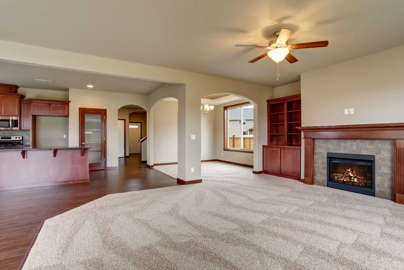empty house where carpets have been steam cleaned