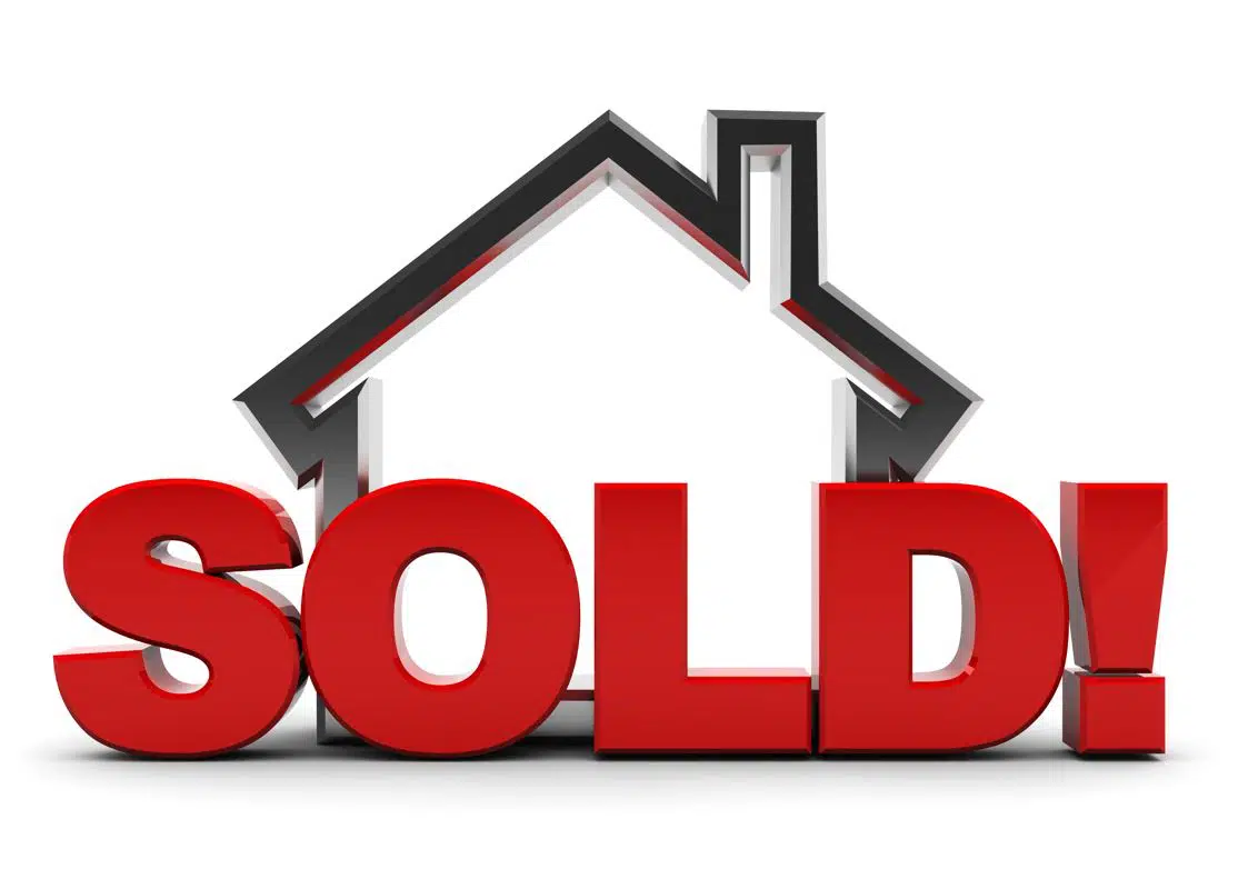 large graphic of a makeshift house and the word sold in red underneath