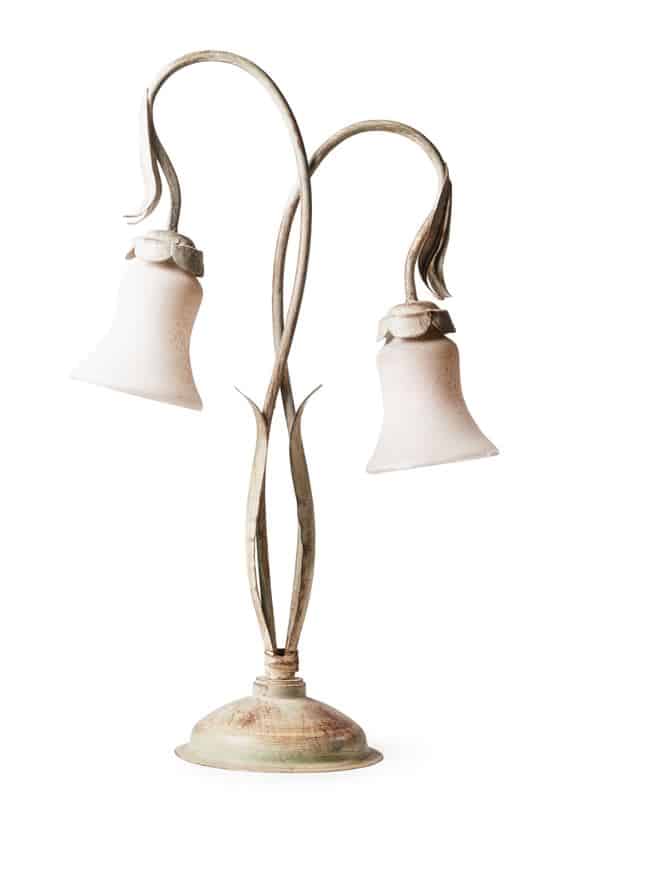 antique brass light with glass lampshades on a white background