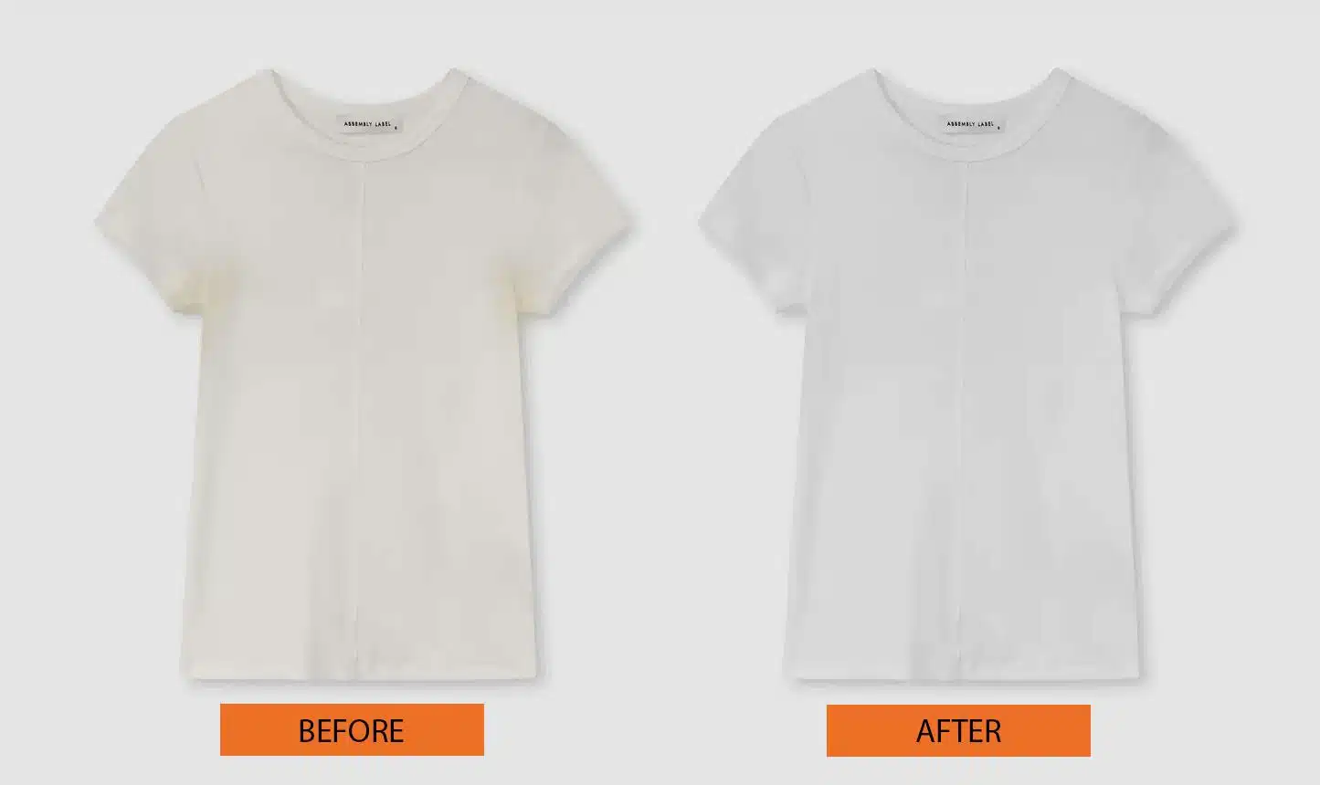 before and after contrast of white shirts washed with hydrogen peroxide