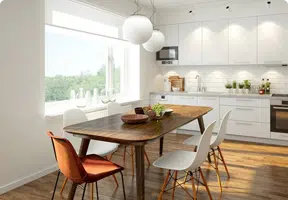 Kitchen Close up of clean modern white inspired kitchen