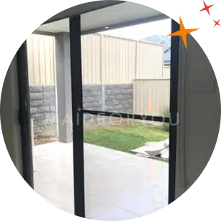 After pictures of a clean sliding door glass window after it has been cleaned