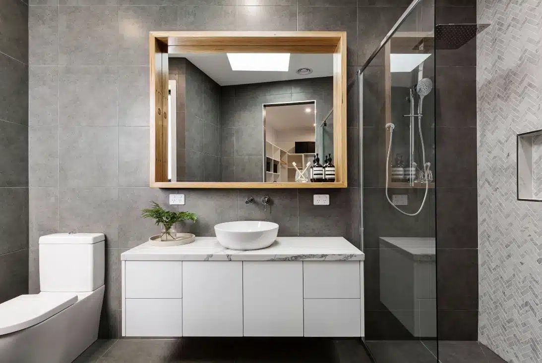 modern black inspired sleek bathroom