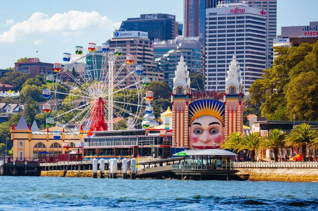 front view of luna park and milson's point ferry terminal