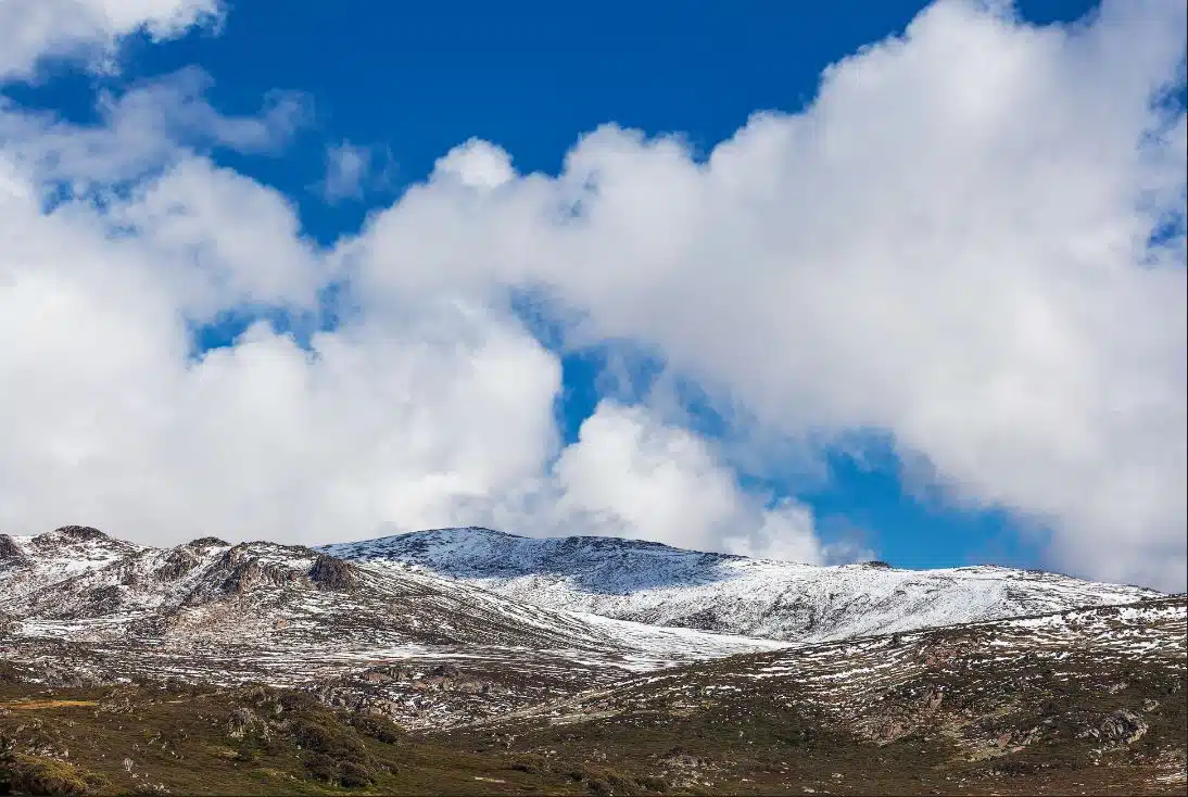 panoramic view of the snowy mountains in New South Wales