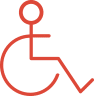 icon7 red icon of person in a wheel chair.