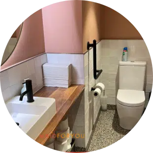 close up of cleaned office b athroom