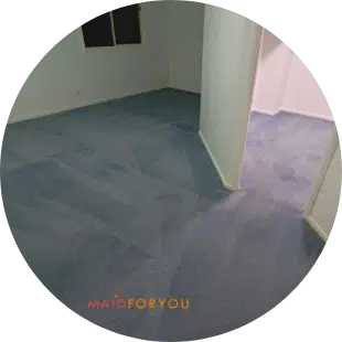 blue carpets in a living room after being steam cleaned