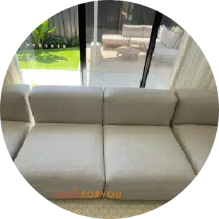 beige couch cushions after being cleaned