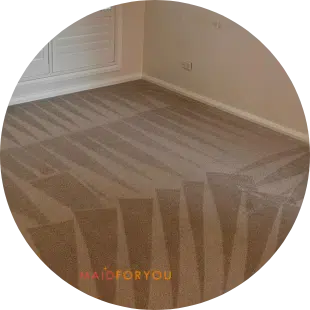 Brown carpet showcasing wand patterns post steam cleaning.