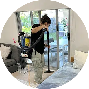 Maidforyou cleaner gabby vacuuming living room floors