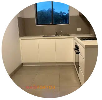 Close up of large kitchen after being cleaned